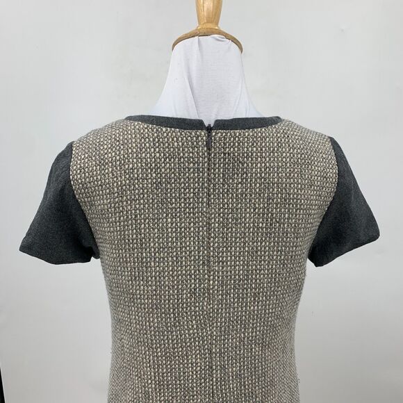 Talbots Shift Dress Womens 4 Gray Metallic Tweed Wool Blend Short Sleeve Lined - Picture 6 of 12